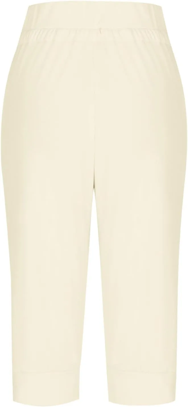 Women's Capri Sweatpants High Waisted Cropped Yoga Pants Stretch Lightweight Workout Bottom Outdoor Crop Trousers