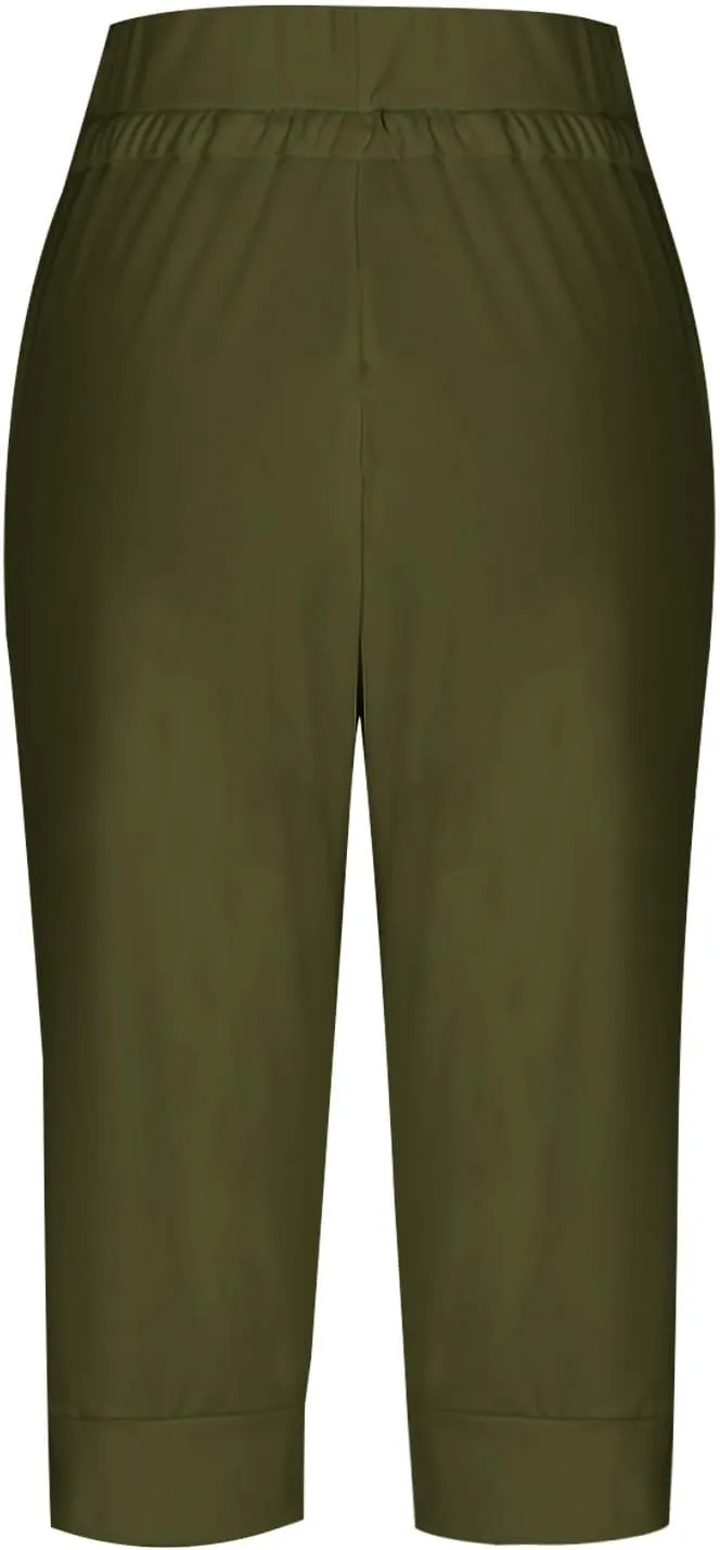 Women's Capri Sweatpants High Waisted Cropped Yoga Pants Stretch Lightweight Workout Bottom Outdoor Crop Trousers