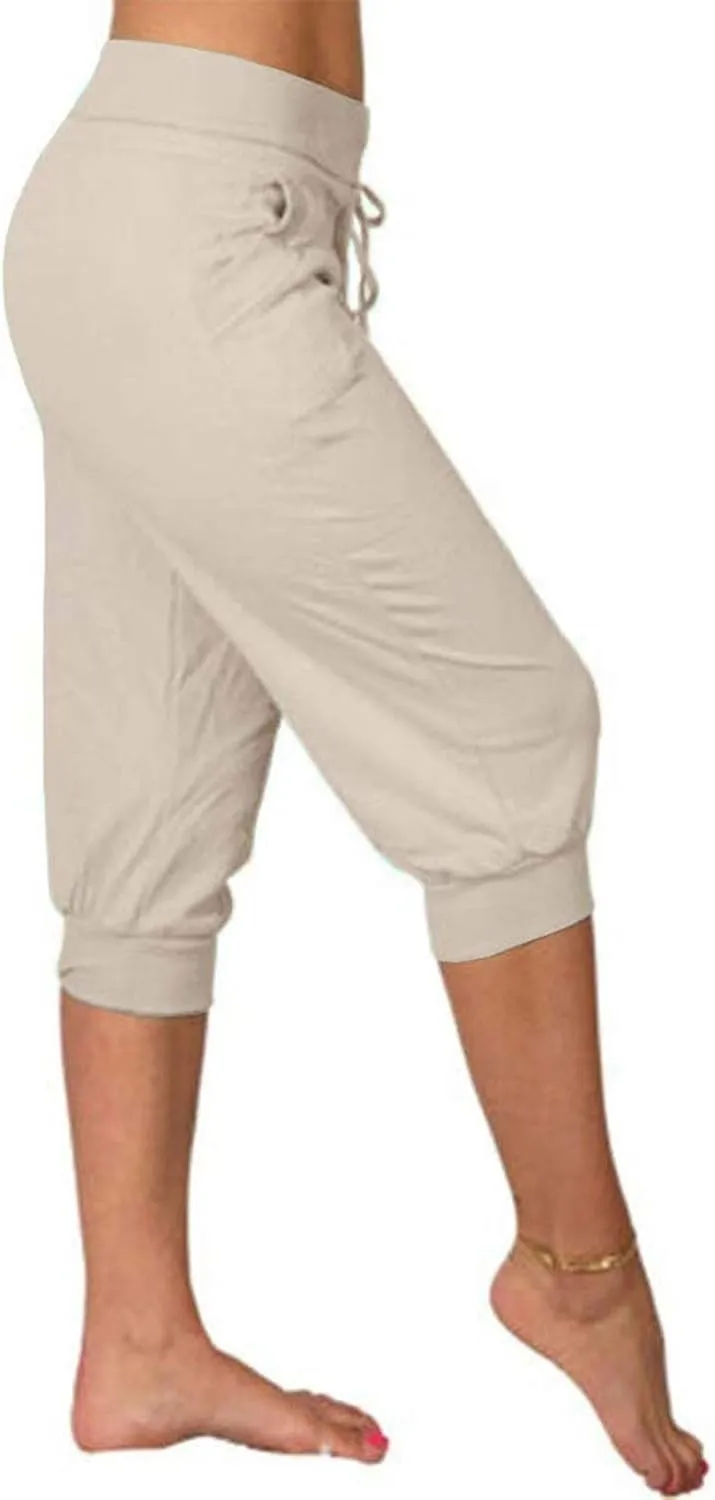 Women's Capri Sweatpants High Waisted Cropped Yoga Pants Stretch Lightweight Workout Bottom Outdoor Crop Trousers