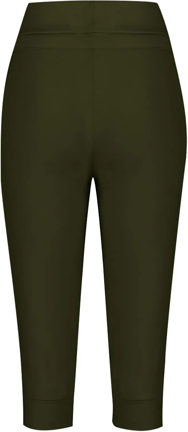 Women's Capri Sweatpants High Waisted Cropped Yoga Pants Stretch Lightweight Workout Bottom Outdoor Crop Trousers