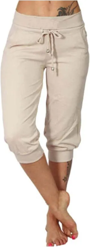 Women's Capri Sweatpants High Waisted Cropped Yoga Pants Stretch Lightweight Workout Bottom Outdoor Crop Trousers