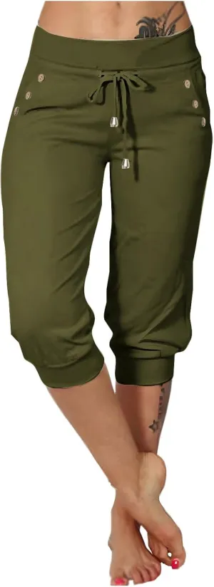 Women's Capri Sweatpants High Waisted Cropped Yoga Pants Stretch Lightweight Workout Bottom Outdoor Crop Trousers
