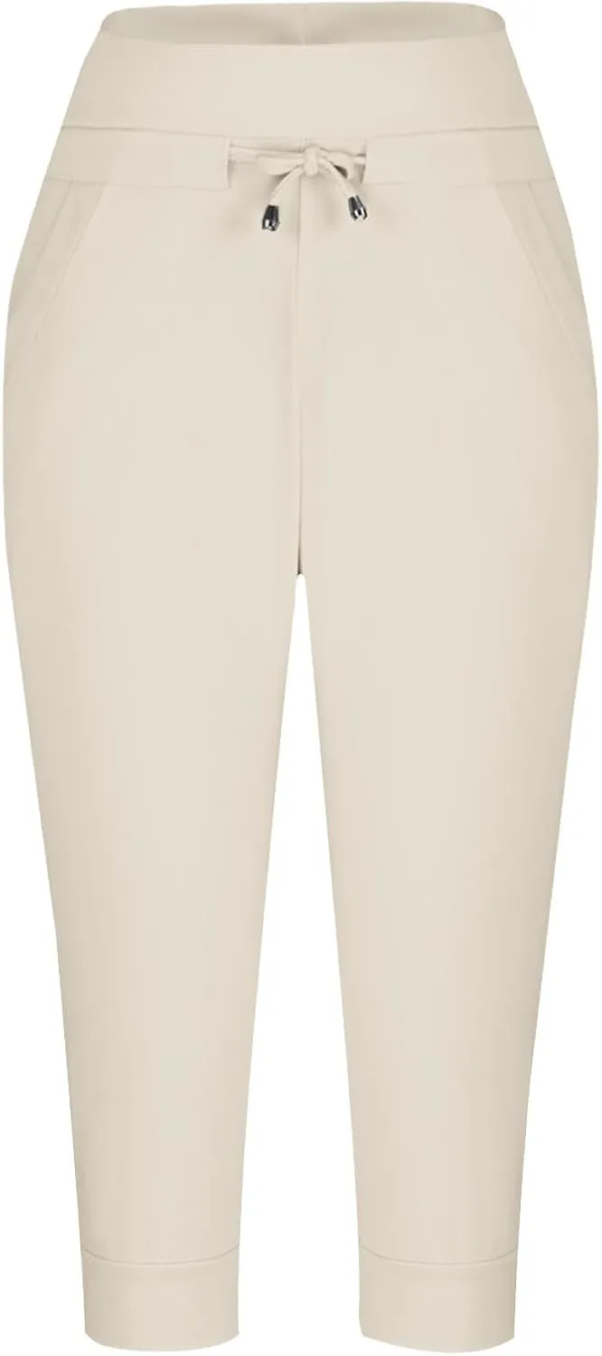 Women's Capri Sweatpants High Waisted Cropped Yoga Pants Stretch Lightweight Workout Bottom Outdoor Crop Trousers
