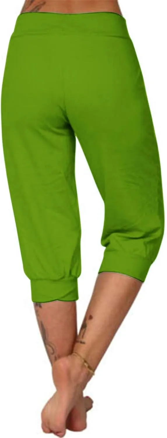 Women's Capri Sweatpants High Waisted Cropped Yoga Pants Stretch Lightweight Workout Bottom Outdoor Crop Trousers