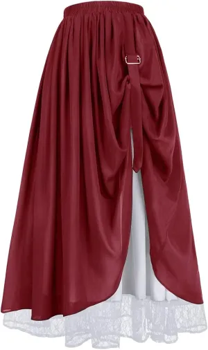 Women's Renaissance Skirts Double-Layer Maxi Long Skirt