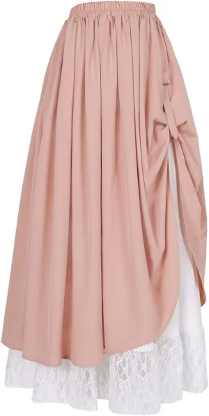 Women's Renaissance Skirts Double-Layer Maxi Long Skirt