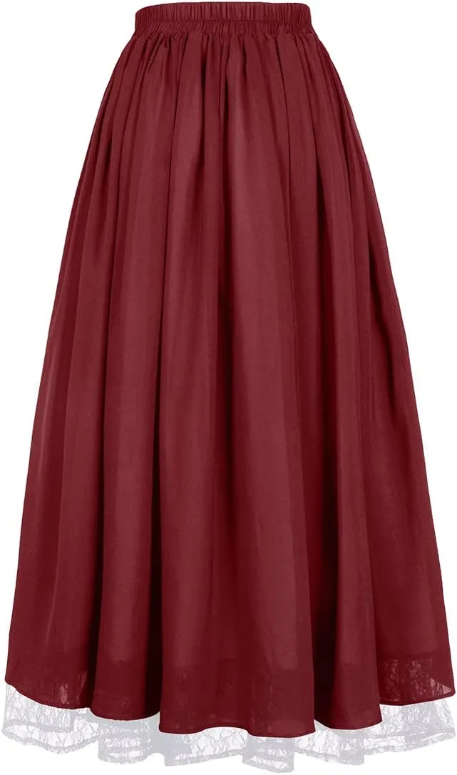 Women's Renaissance Skirts Double-Layer Maxi Long Skirt