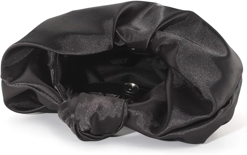 Women's Ruched Clutch Purse Satin Evening Handbag Top Handle Knotted Purse for Wedding Party Prom