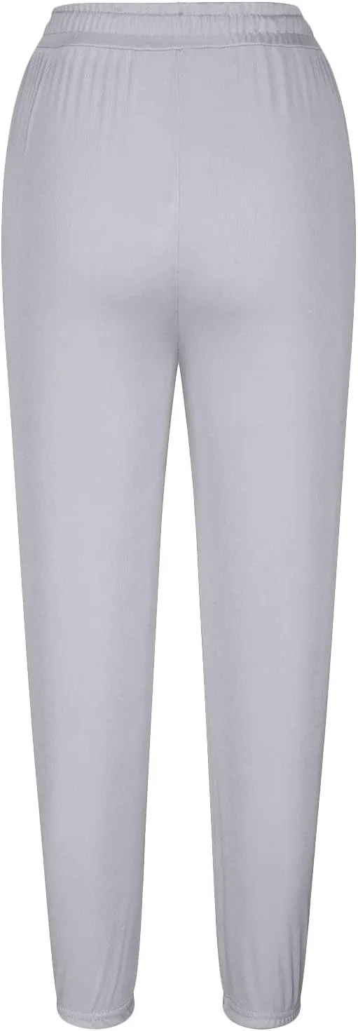 Womens Soft Yoga Pants High Stretch Joggers Cinch Bottom Lightweight Sweatpants Solid Workout Trousers with Pockets