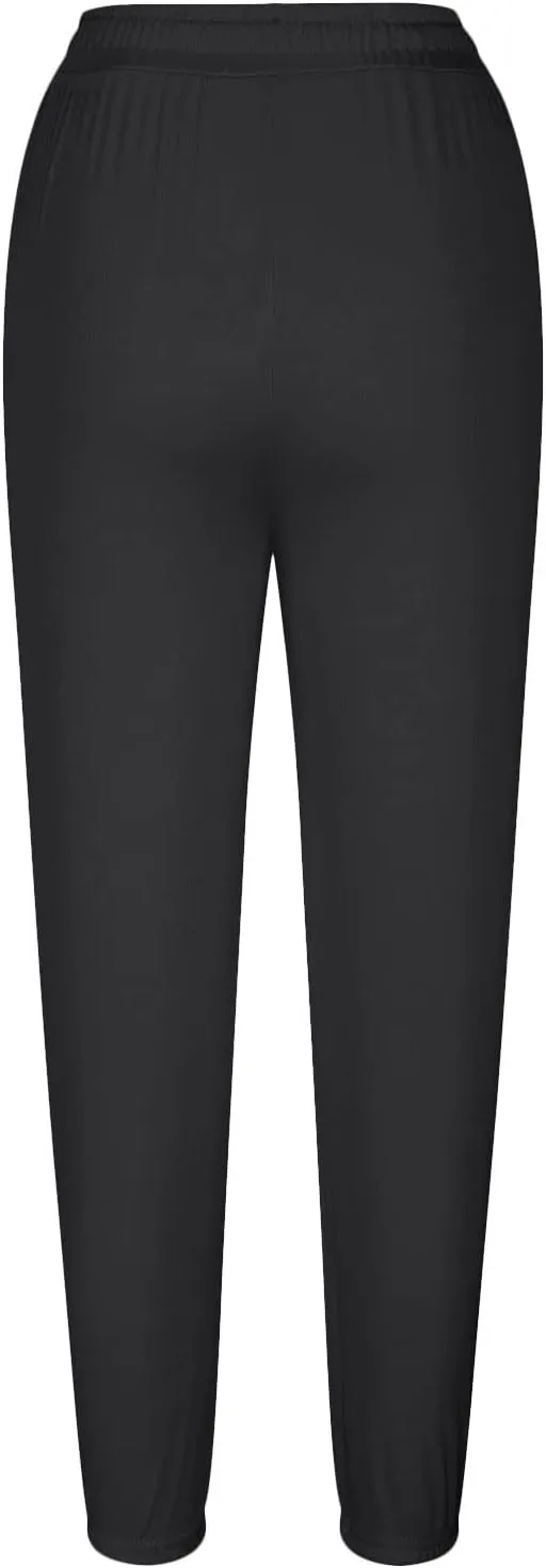 Womens Soft Yoga Pants High Stretch Joggers Cinch Bottom Lightweight Sweatpants Solid Workout Trousers with Pockets