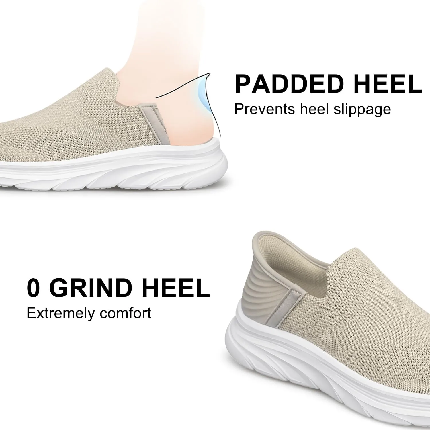 Women's Walking Shoes Slip On Sneakers Comfort Lightweight Non Slip Workout Gym Nurse Shoes