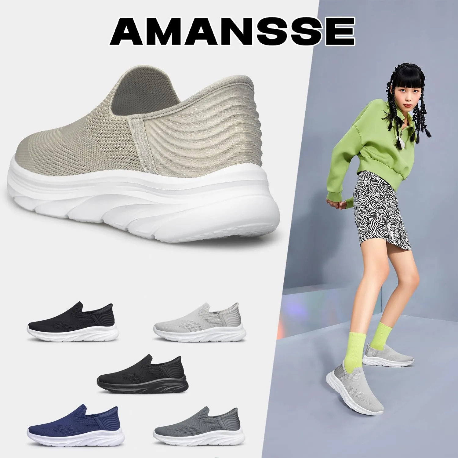 Women's Walking Shoes Slip On Sneakers Comfort Lightweight Non Slip Workout Gym Nurse Shoes
