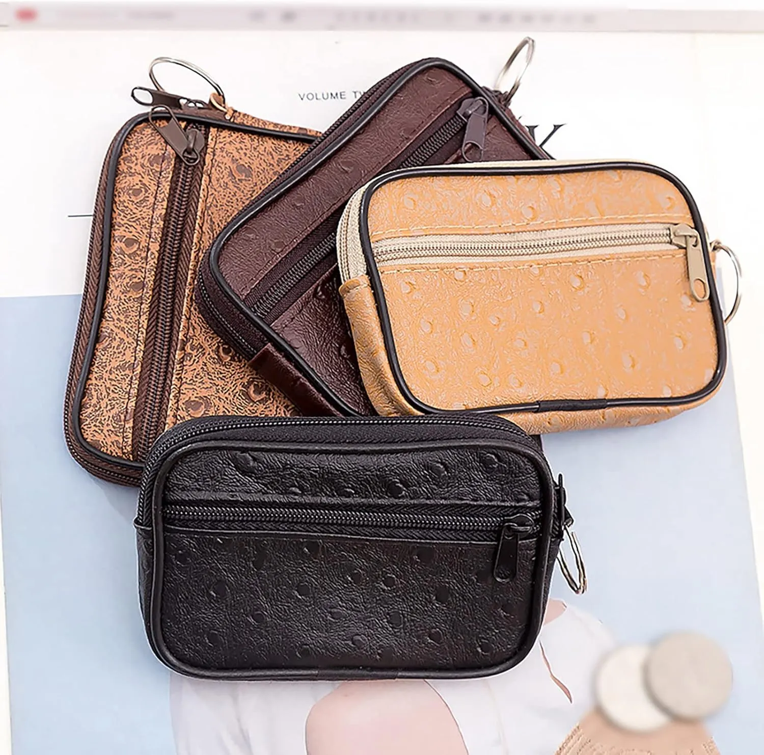 Women's Wallet Large Capacity Double Zip Ladies Card Phone Holder RFID Blocking Wristlet Leather Compact Wallet