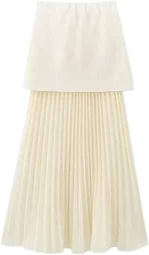 Women's Zippered Two-Tone Knitted Midi Skirt