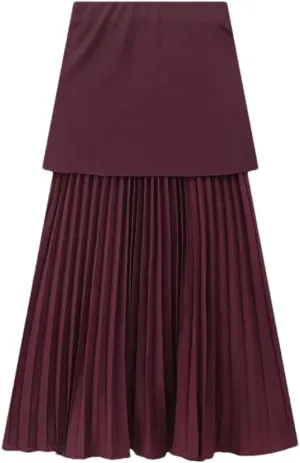 Women's Zippered Two-Tone Knitted Midi Skirt