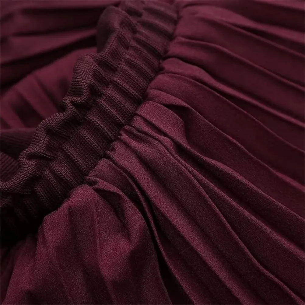 Women's Zippered Two-Tone Knitted Midi Skirt