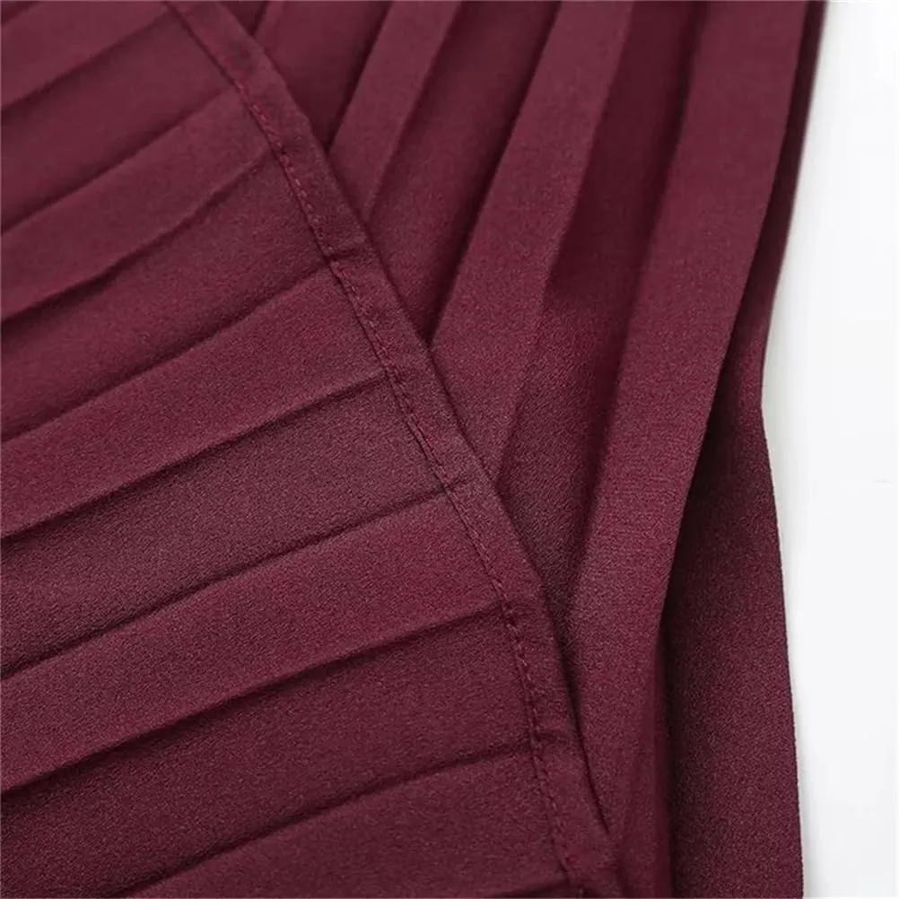 Women's Zippered Two-Tone Knitted Midi Skirt