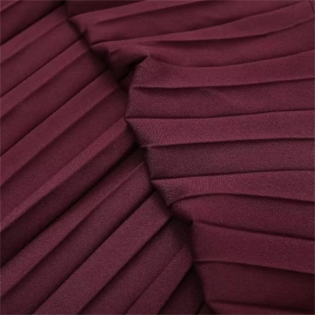 Women's Zippered Two-Tone Knitted Midi Skirt