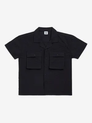 Y&F Kids Black Textured Resort-Fit Shirt