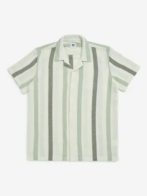 Y&F Kids Off-White Striped Cotton Shirt