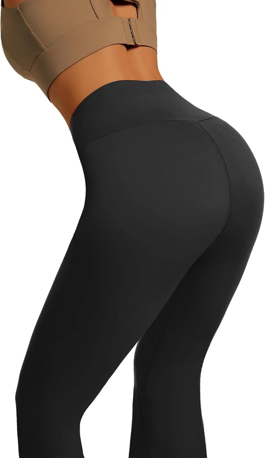 YOAKUKA Flare Yoga Leggings for Women Crossover High Waist Tummy Control Bell Bottom Bootcut Gym Work Pants Casual