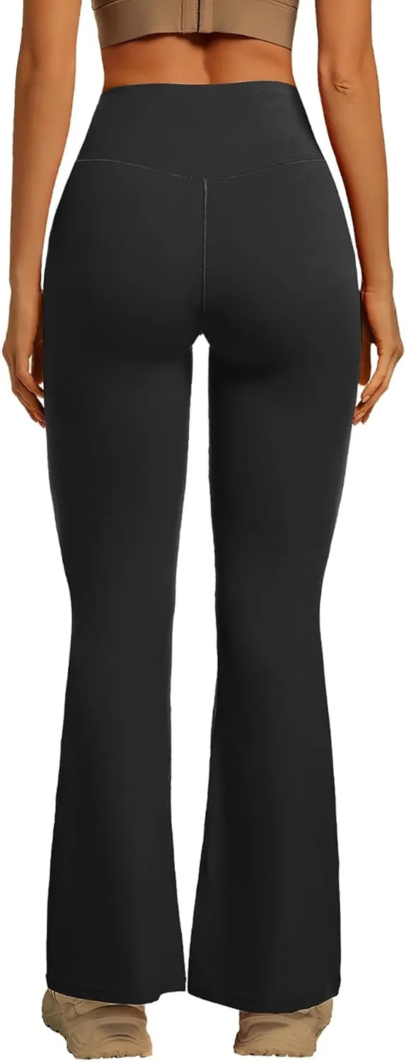 YOAKUKA Flare Yoga Leggings for Women Crossover High Waist Tummy Control Bell Bottom Bootcut Gym Work Pants Casual