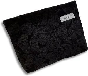 Zippered Cosmetic Travel Bag, Flower Makeup Bag, Toiletries Bag (Black)