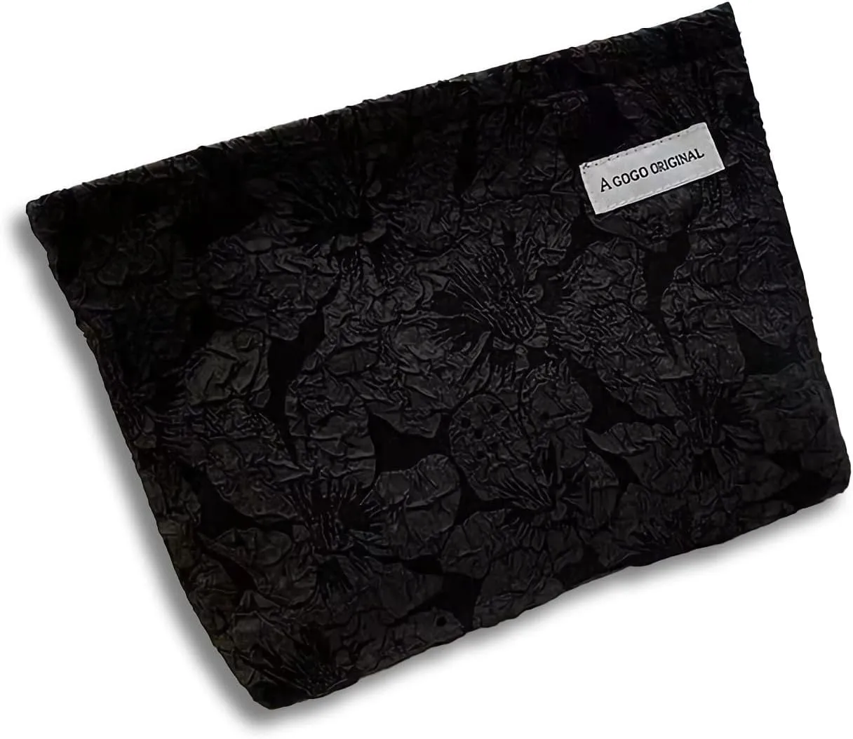 Zippered Cosmetic Travel Bag, Flower Makeup Bag, Toiletries Bag (Black)