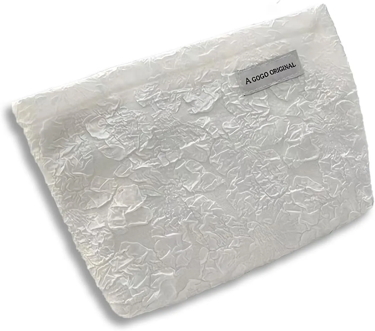Zippered Cosmetic Travel Bag, Flower Makeup Bag, Toiletries Bag (White)